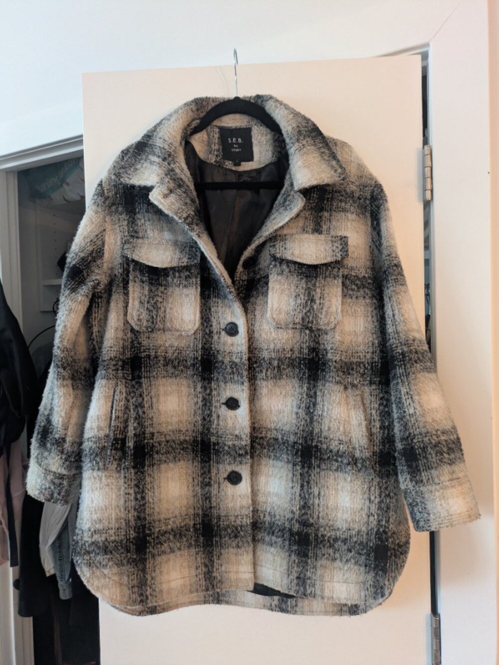 Seb by Sebby Oversized Plaid Shirt Jacket "Shacket"